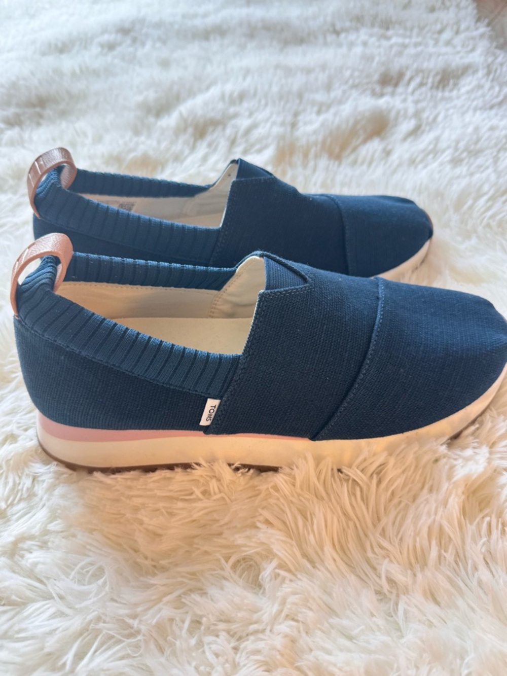 TOMS Navy Slip-On Sneakers with Pink Accent